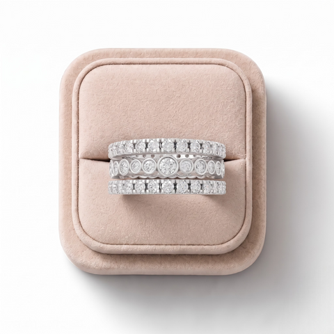 2.31 Ct Round Pavé Bezel Full Eternity Set