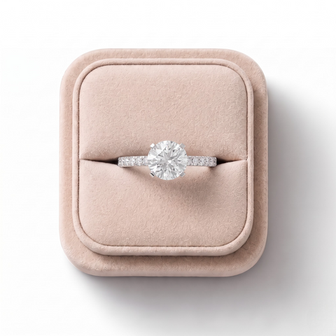 2.37 CT Round Pavé Solitaire Lab Diamond Ring