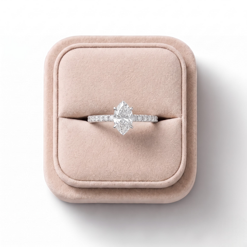 0.98 Ct Marquise Hidden Halo Pavé Ring