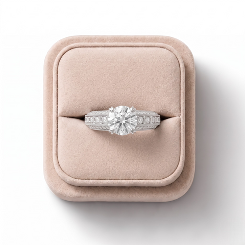 1.32 Ct Round Solitaire With Pavé Lab Diamond Ring