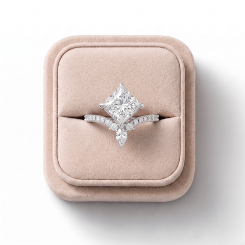 1.74 CT Princess Solitaire Pavé Lab Diamond Ring