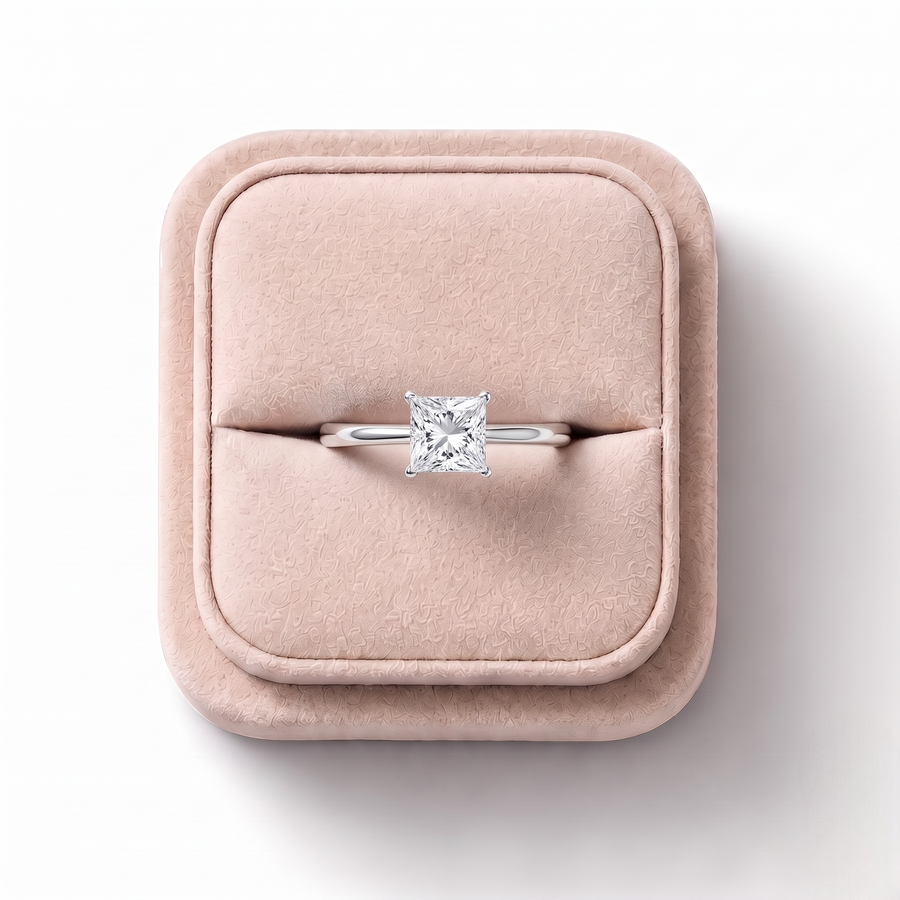 1.00 Ct Princess Solitaire Lab Diamond Ring