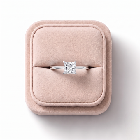 1.00 Ct Princess Solitaire Lab Diamond Ring