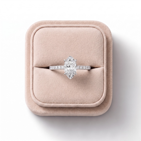 1.23 CT Marquise Hidden Halo Pavé Ring