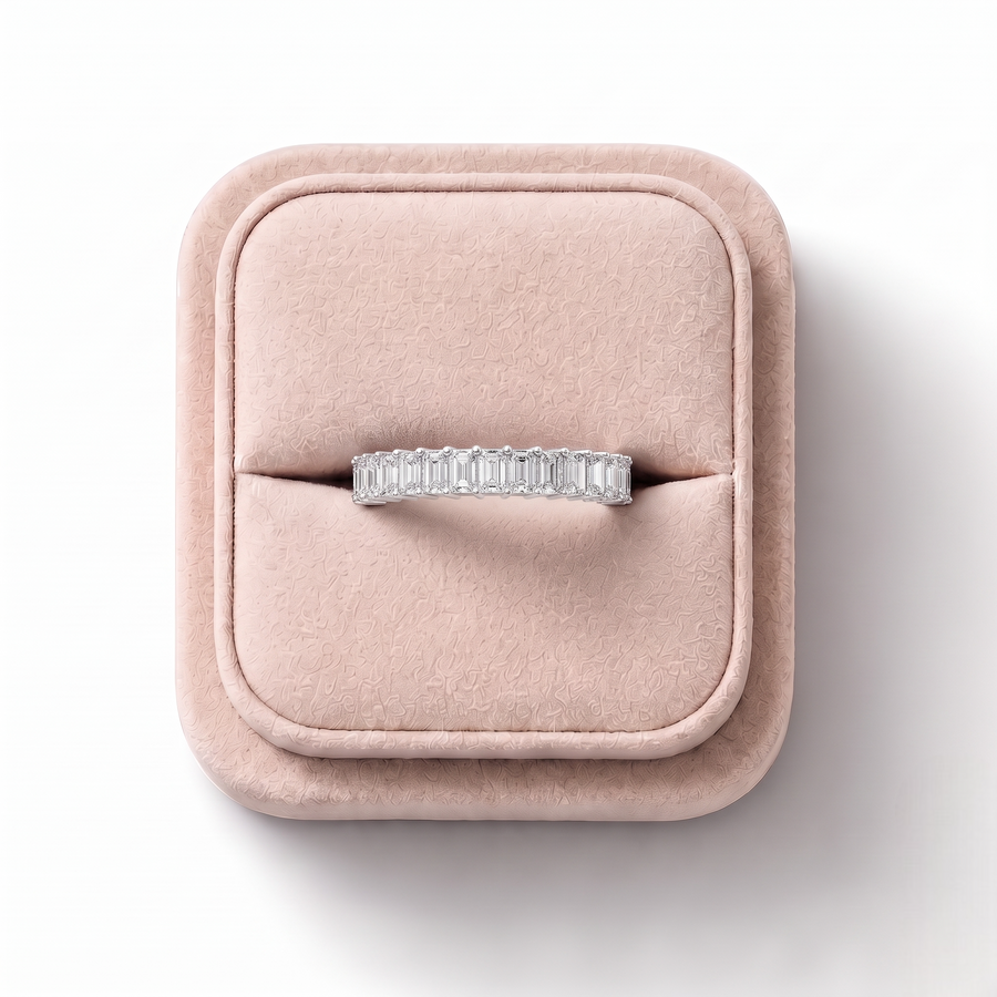 2.56 Ct Emerald Basket Set Full Eternity Band