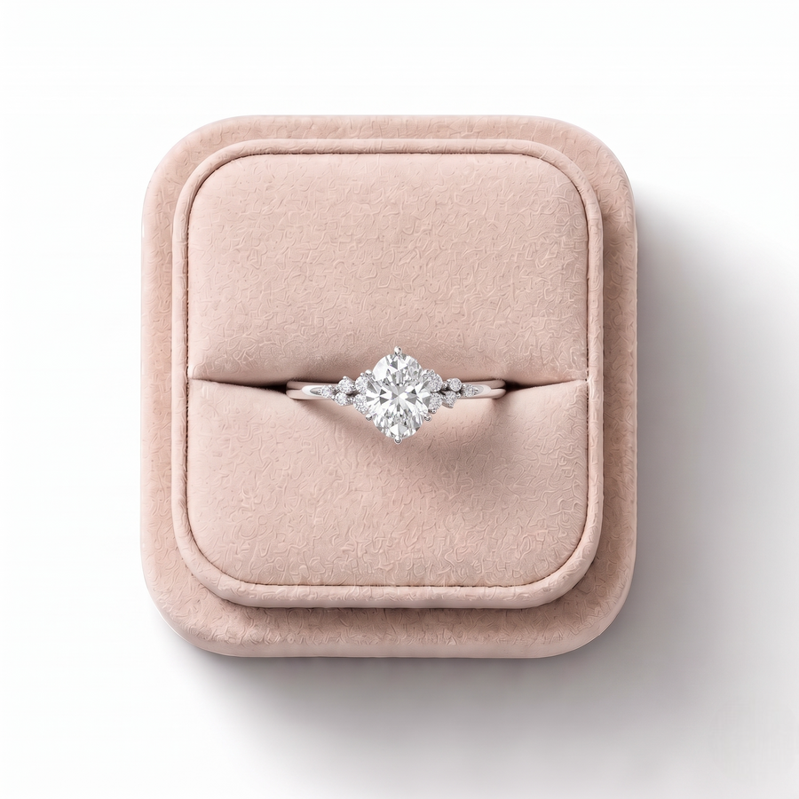 1.13 Ct Oval Solitaire With Side Diamond Ring