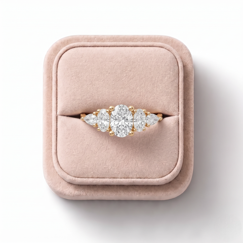 1.28 Ct Oval Soloitaire With Side Diamond Ring