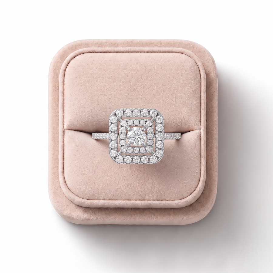 0.50 Ct Round Double Halo Lab Diamond Ring