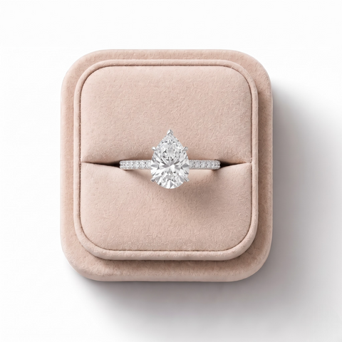 2.23 Ct Pear Hidden Halo Pavé Ring