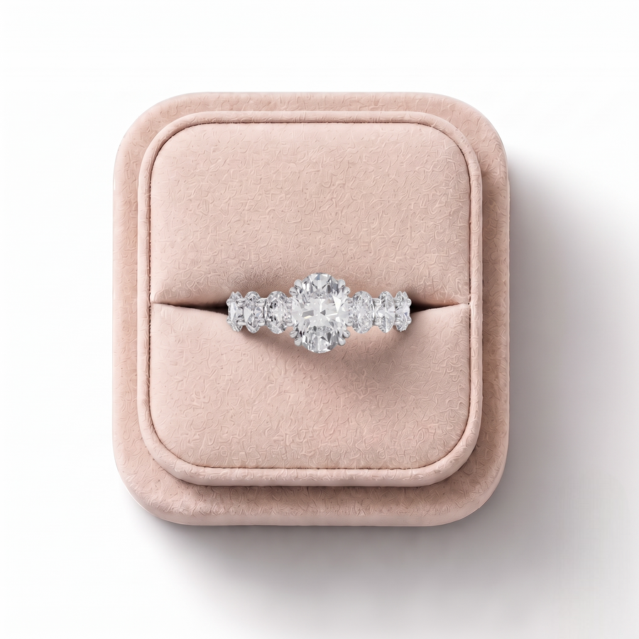 5.99 Ct Oval Solitaire With Side Stone Ring 2.00 Ct Center
