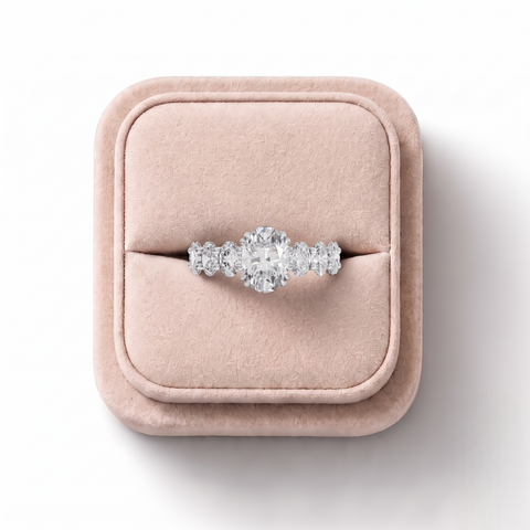 5.49 Ct Oval Solitaire With Side Stone Ring 1.50 Ct Center