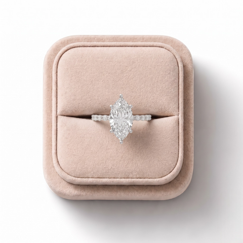 3.81 CT Marquise Solitaire with Accents Lab Diamond Ring