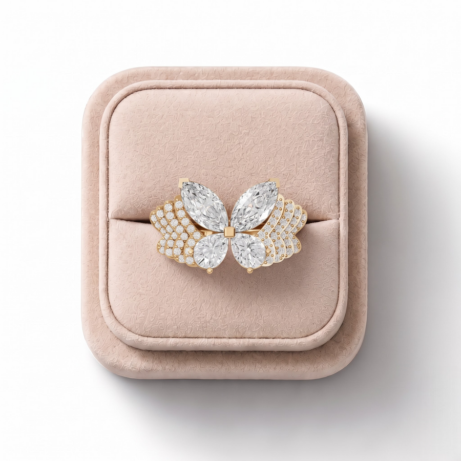 3.73 Ct Butterfly Marquise Diamond Statement Ring