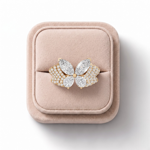 3.73 Ct Butterfly Marquise Diamond Statement Ring