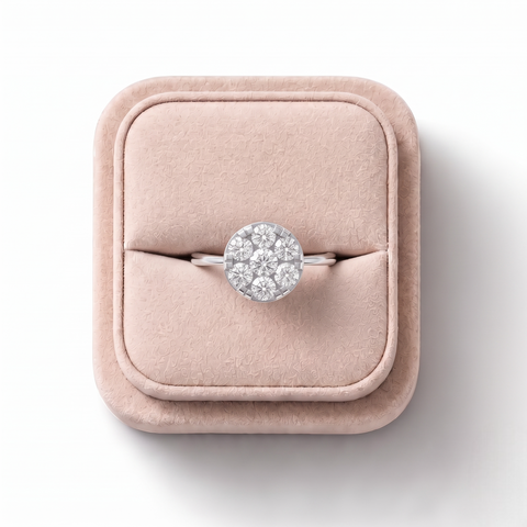0.50 Ct Round Bezel Cluster Ring