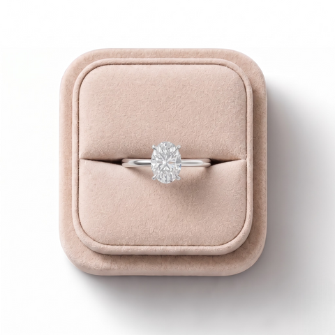 3.09 CT Oval Lab Diamond Hidden Halo Solitaire Ring