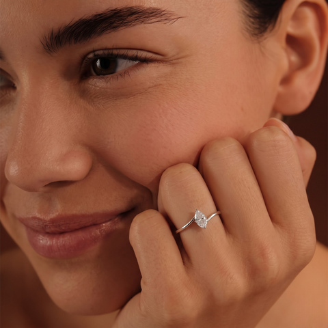 1.06 Ct Pear Solitaire Hidden Halo Bypass Ring 1 Ct Center