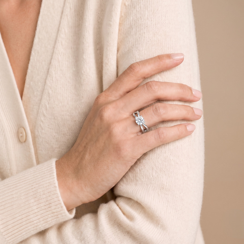 1 Ct Round Twist Shank Lab Grown Diamond Ring