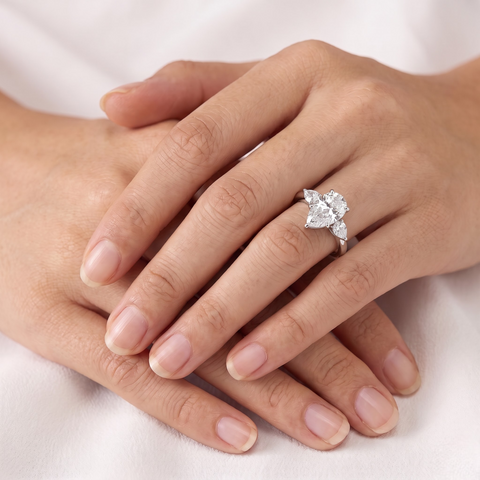 2.71 Ct Pear Three-Stone Solitaire Lab Grown Diamond Ring
