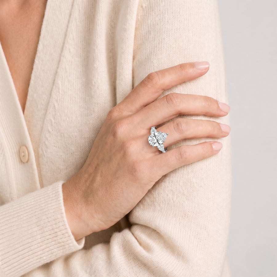 2.71 Ct Pear Three-Stone Solitaire Lab Grown Diamond Ring
