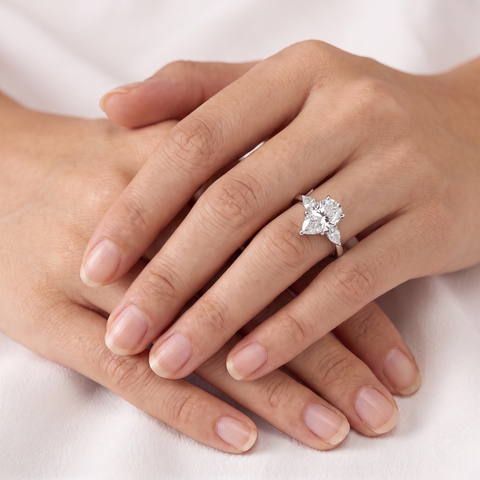 2.33 Ct Pear Three-Stone Lab Diamond Engagement Ring