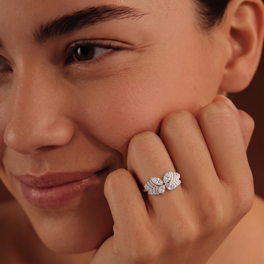 2.25 CT Butterfly Marquise & Round Lab Diamond Ring