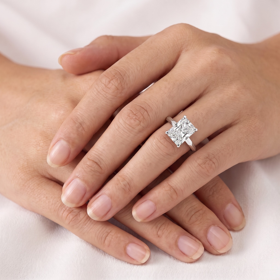 2.06 Ct Radiant Solitaire Hidden Halo Lab Diamond Ring
