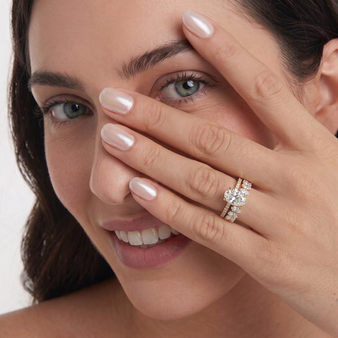 3.56 Ct Pear Solitaire Lab Diamond Bridal Ring Set