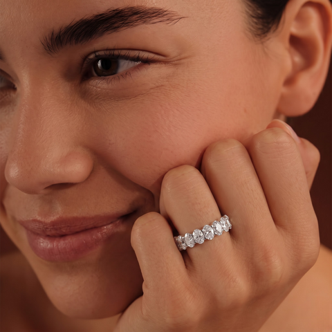 2.21 Ct Oval Shared-Prong Lab Diamond Full Eternity Band