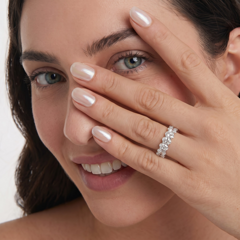 2.21 Ct Oval Shared-Prong Lab Diamond Full Eternity Band