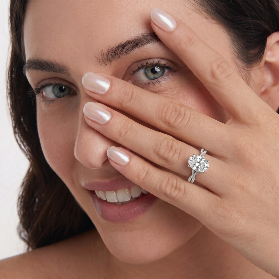 2.19 Ct Oval Lab Diamond Infinity Pavé Engagement Ring