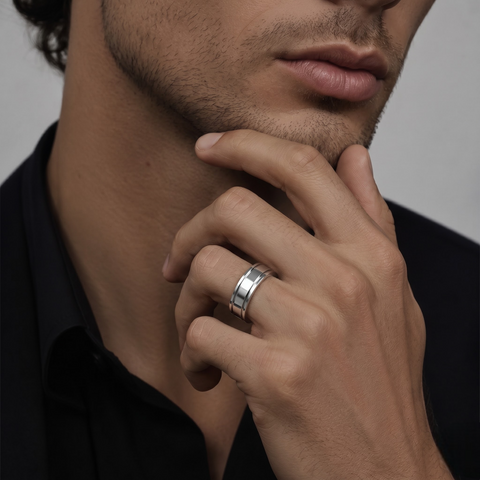 Classic Grooved Flat Men’s Wedding Band