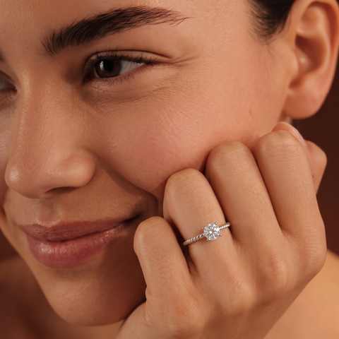 1.00 Ct Round Diamond Rope Band Solitaire Ring