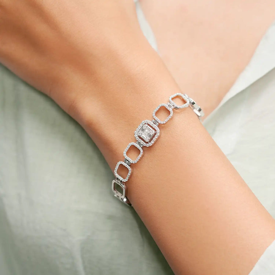 Bracelet worn on wrist front angle