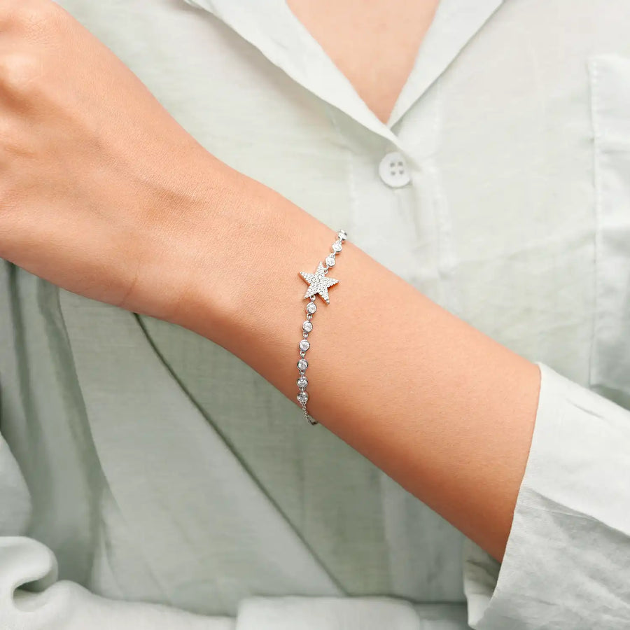 Model wearing star diamond bracelet