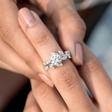 1.97 Ct Nature Vine Accent Lab Diamond Ring
