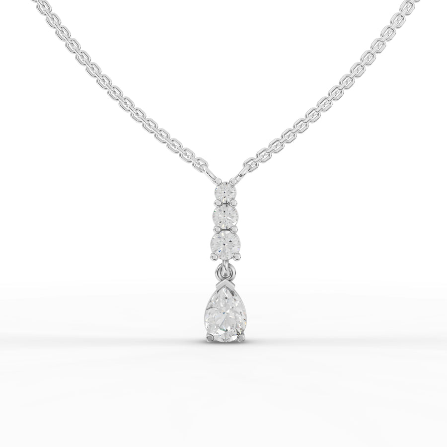 1.07 ct pear graduated drop lab diamond pendant necklace with 0.75 ct center stone on a delicate chain