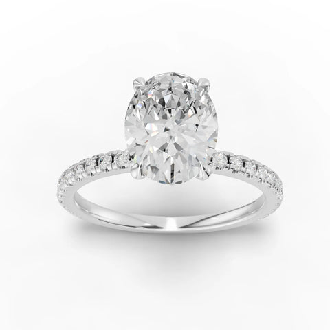 0.73 CT Oval Lab-Grown Diamond Ring with Pave Band