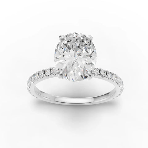 0.73 CT Oval Lab-Grown Diamond Ring with Pave Band
