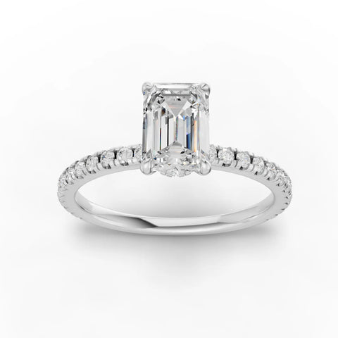 0.78 Ct Emerald Hidden Halo Pavé Ring