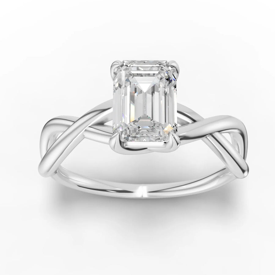 1.00 CT emerald lab diamond solitaire ring in 18k gold with precision prong setting and slim polished band