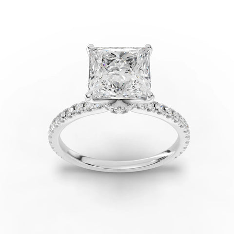 0.73 CT Princess Lab-Grown Diamond Ring with Diamond Band
