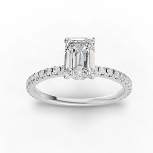 Emerald Hidden Halo Rings
