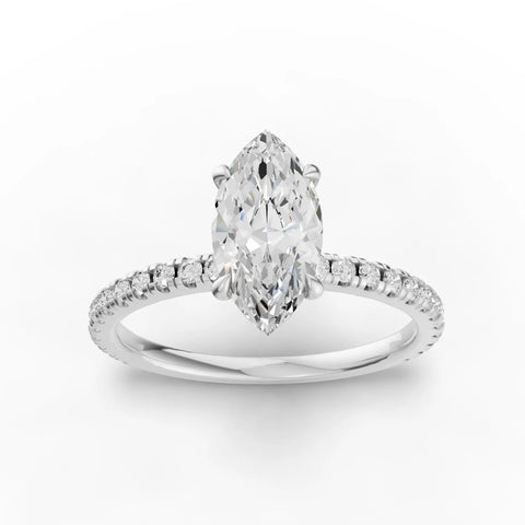 0.72 Ct Marquise Hidden Halo Pavé Ring