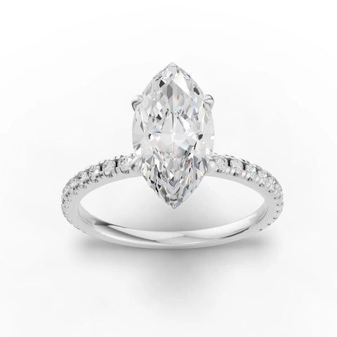 0.72 Ct Marquise Hidden Halo Pavé Ring