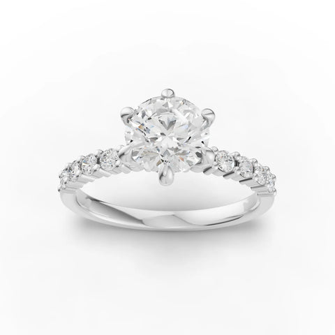 Round Cut Lab Diamond Solitaire Engagement Ring · Diamond Accent Band