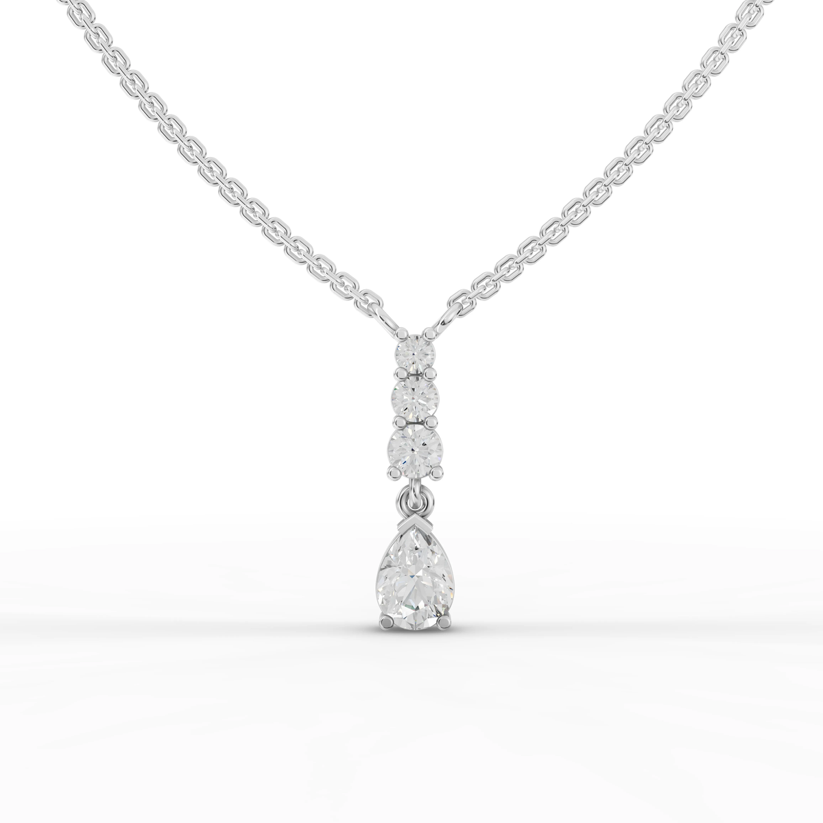 Pear-Cut Lab-Grown Diamond Drop Jewelry Set: Earrings, Pendant Necklace & Side-Stone Ring