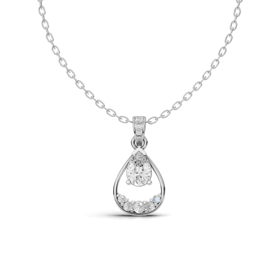 0.62 ct pear lab grown diamond teardrop halo pendant with 0.50 ct center in a floating drop setting