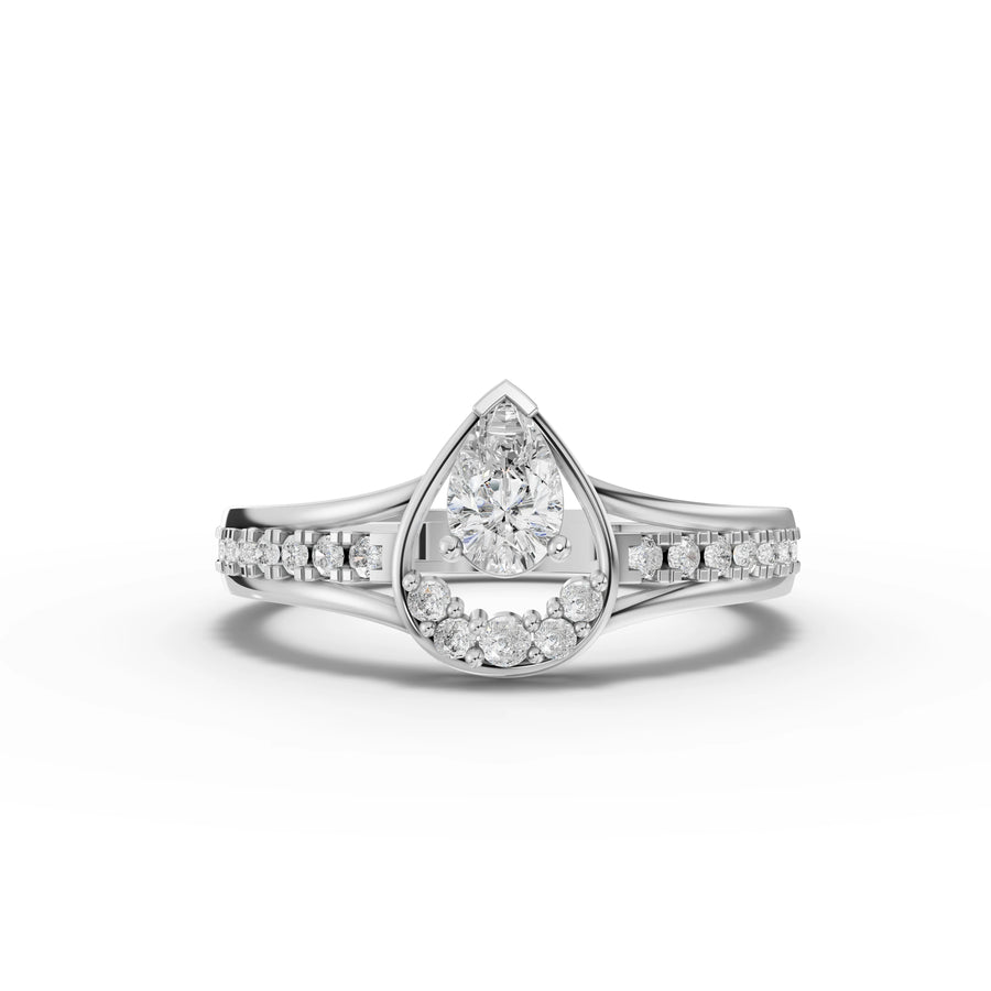 0.42 ct pear lab diamond teardrop halo ring with 0.25 ct center stone