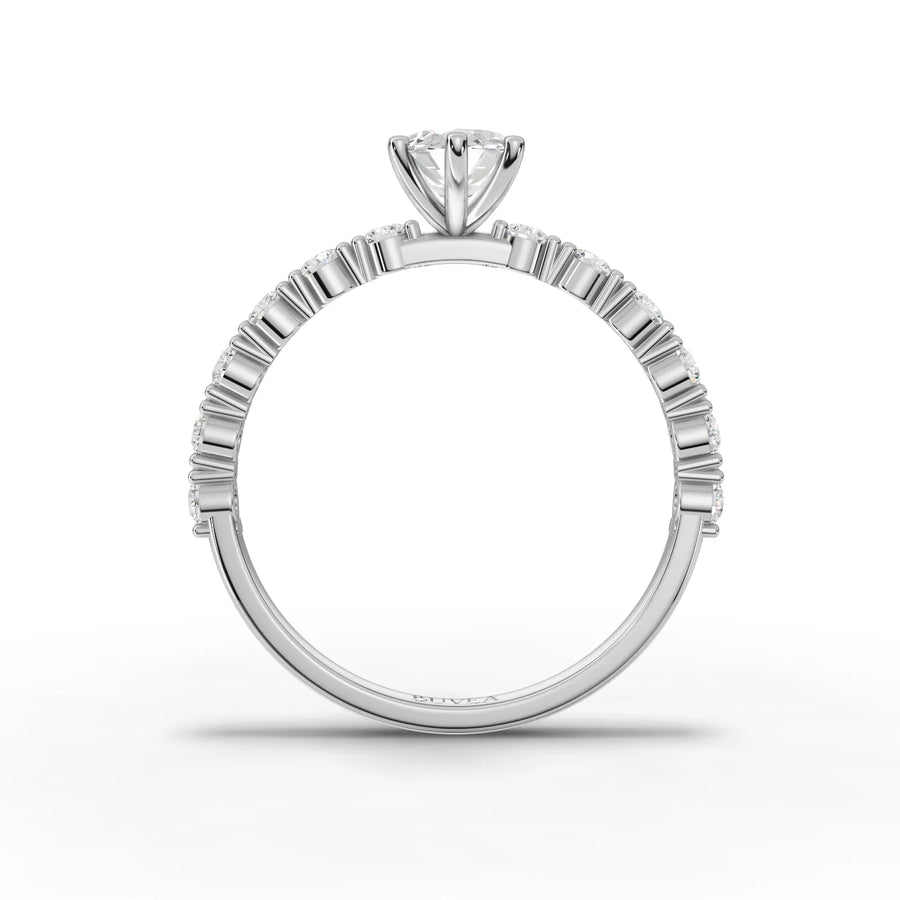 Marquise center stone ring white gold close-up